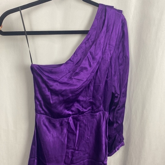 Anthropologie See U Soon Asymmetric Cocktail Mini Dress Eggplant Deep Purple - S - Picture 11 of 11